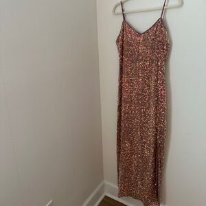 Lucy Paris Pink Sequin Floor Length Dress - Size Large ✨
